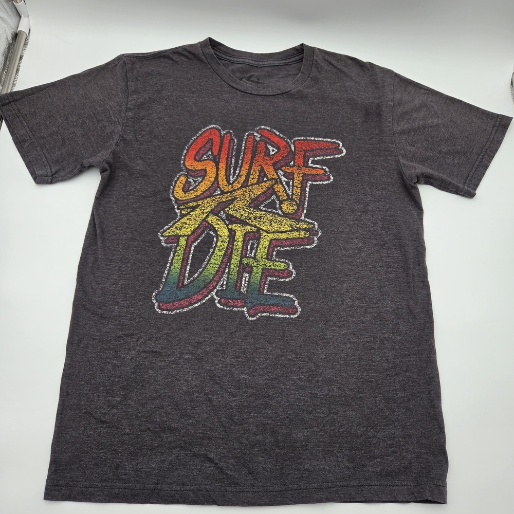 Slim Rusty T-shirt Distressed Surf or Die Graphic Size M